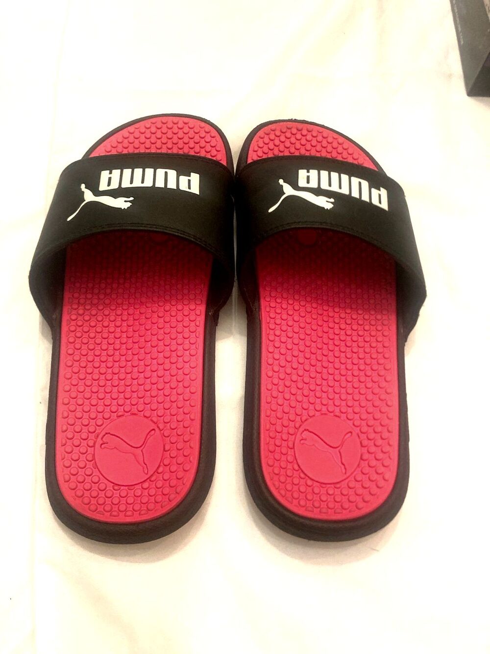 Puma Big Kids Cool Cat Slide Sandals – Black & Knockout Pink Size 5Y